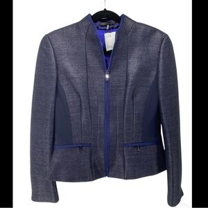 ELIE TAHARI Navy Tweed Jacket